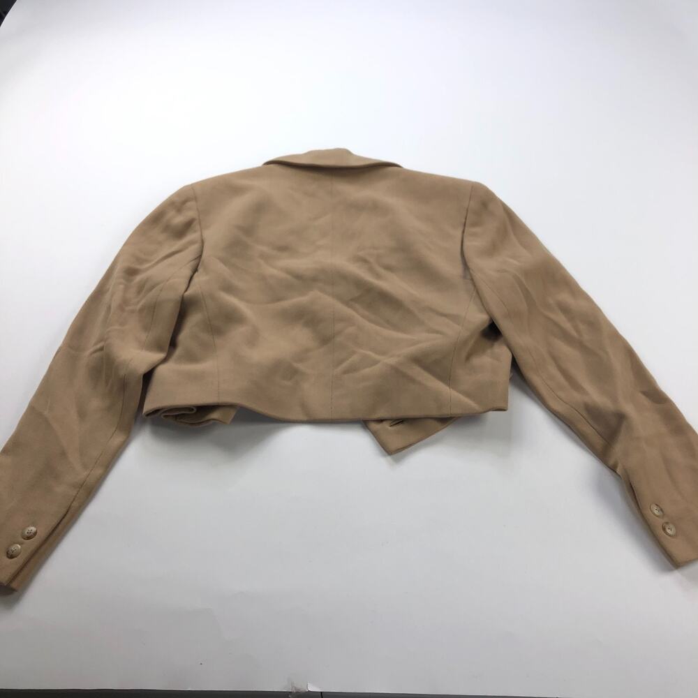 Ralph Lauren Purple Label Crop 100% Wool Size 8 Button Blazer Jacket Beige MINT - Picture 11 of 11
